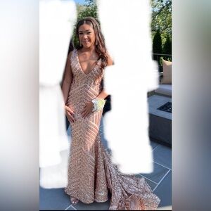 JOVANI ROSE GOLD PROM DRESS